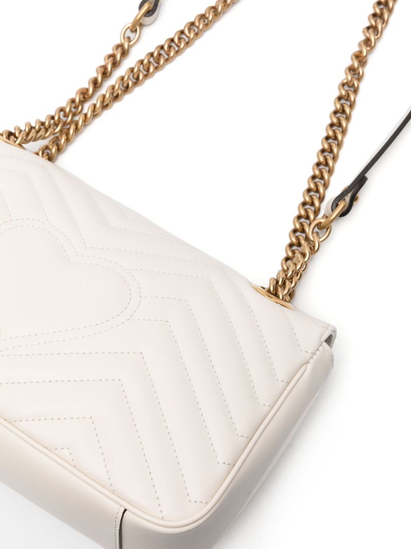 White Gg Marmont Small Leather Shoulder Bag