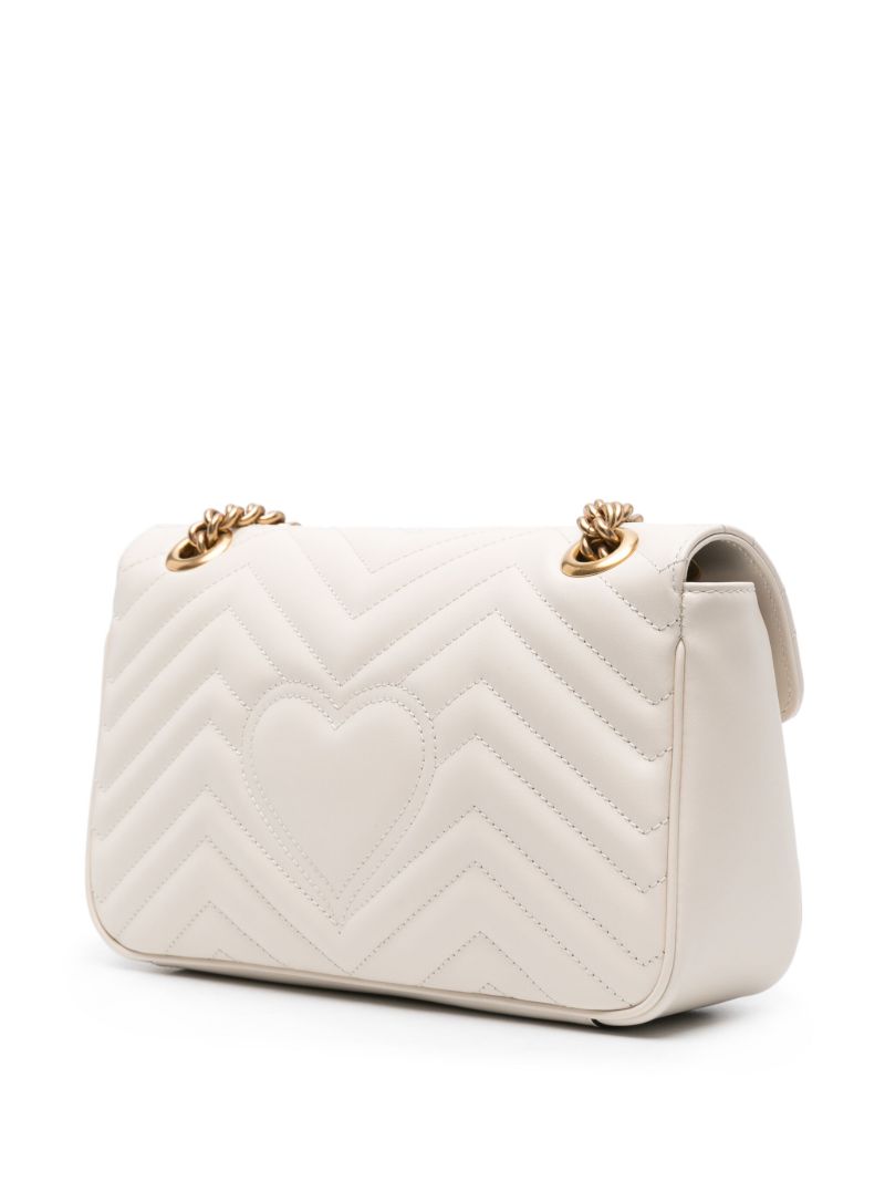 White Gg Marmont Small Leather Shoulder Bag