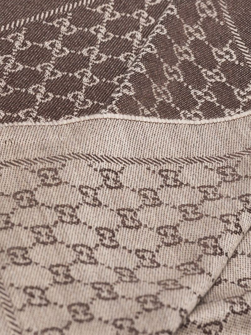 Brown Gg Jacquard Wool Scarf