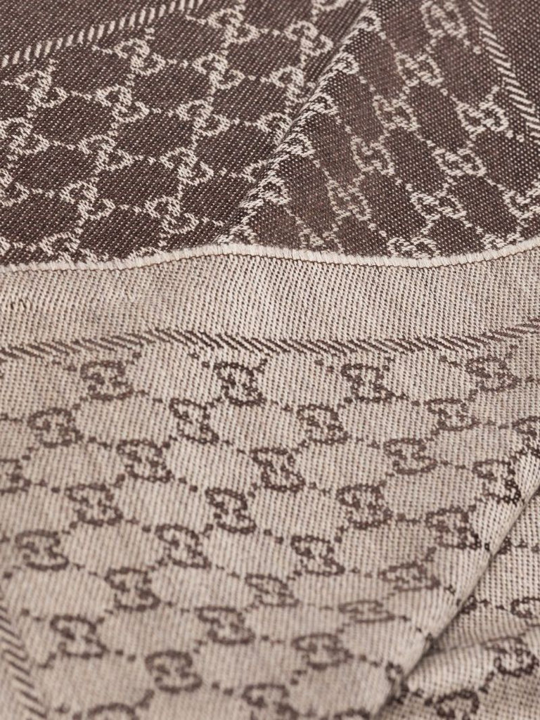 Brown Gg Jacquard Wool Scarf