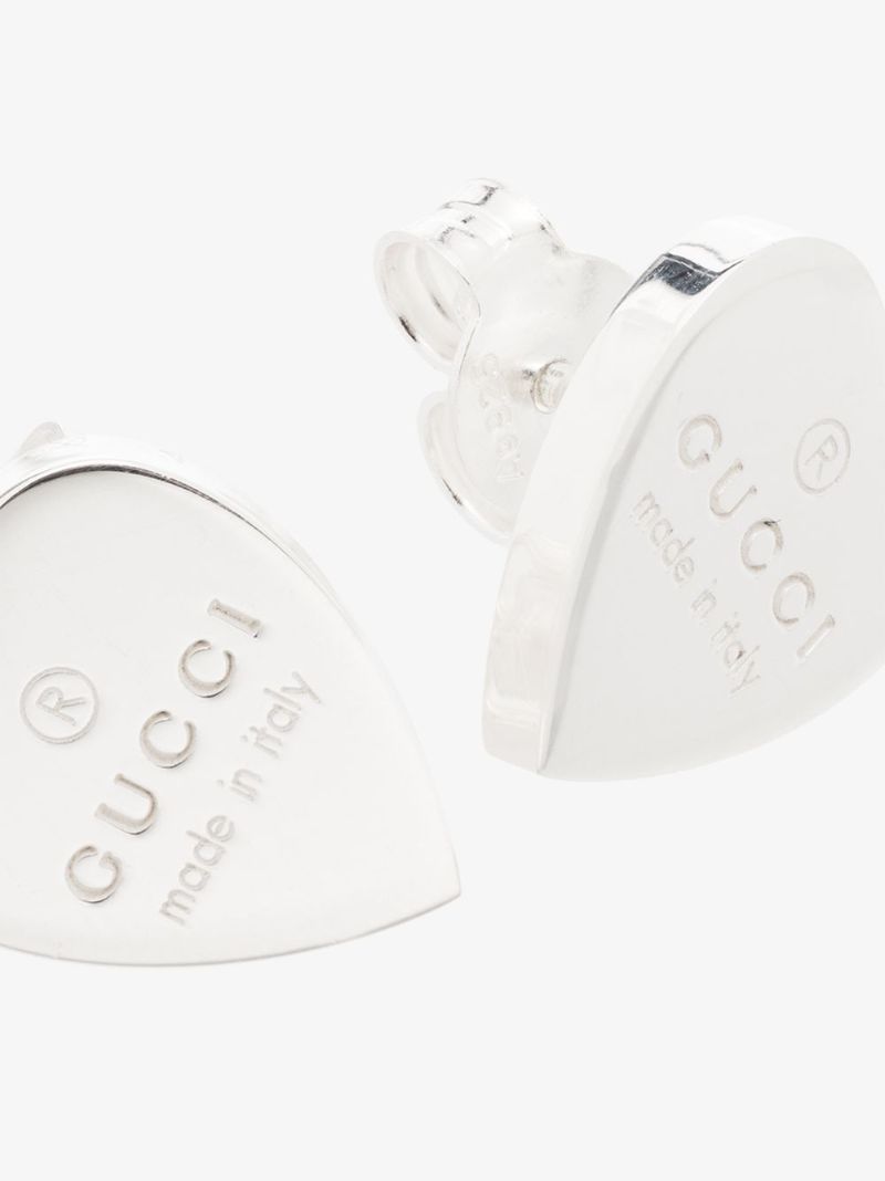 Sterling Silver Logo-engraved Trademark Stud Earrings