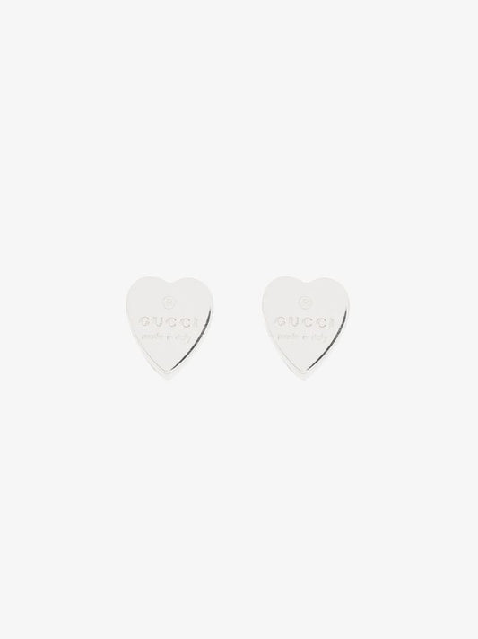 Sterling Silver Logo-engraved Trademark Stud Earrings