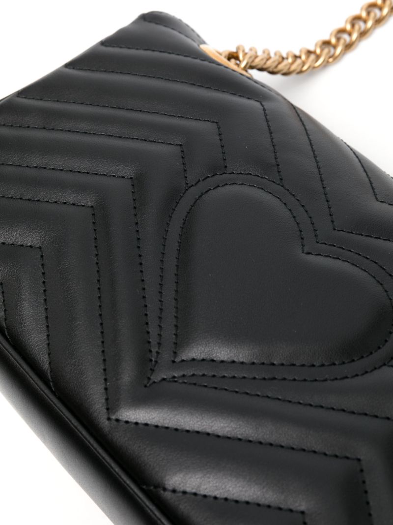 Black Gg Marmont Small Leather Shoulder Bag