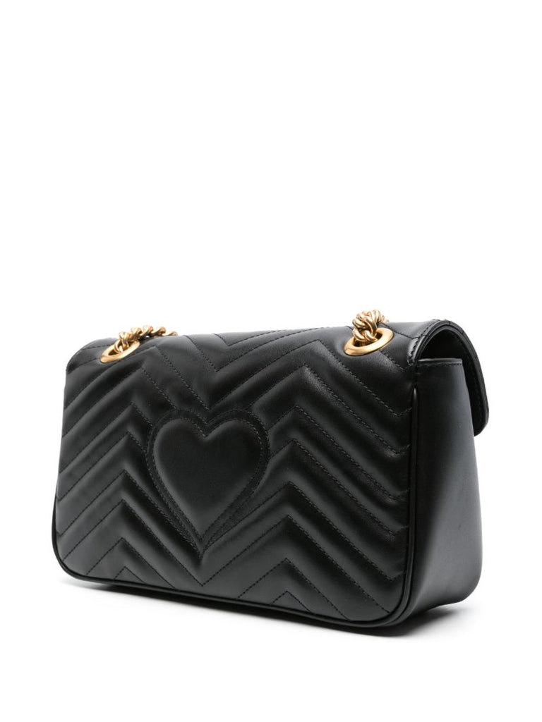 Black Gg Marmont Small Leather Shoulder Bag