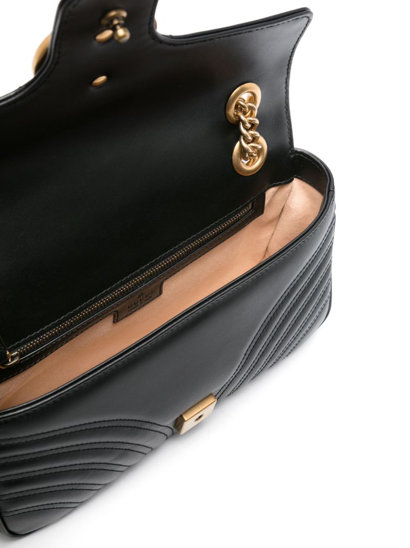 Black Gg Marmont Small Leather Shoulder Bag