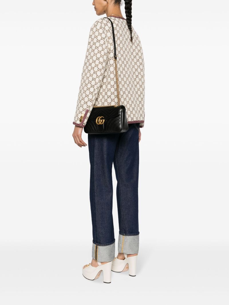 Black Gg Marmont Small Leather Shoulder Bag
