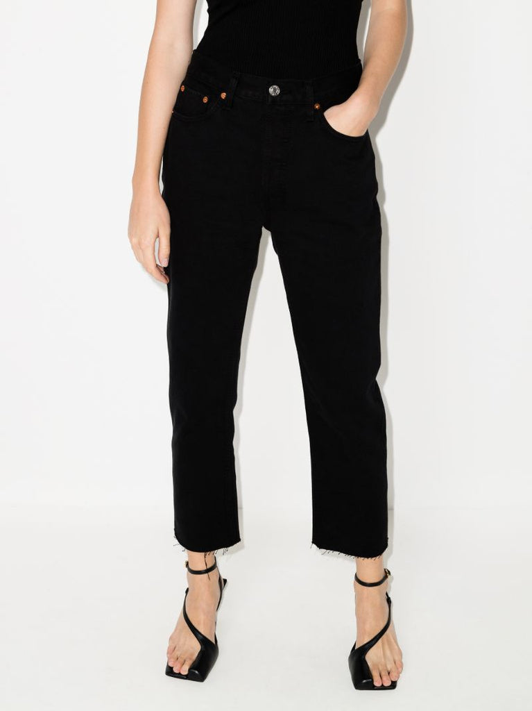 Stove Pipe Cropped Jeans