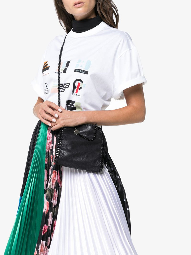 Black Falabella Tiny Faux Leather Cross Body Bag