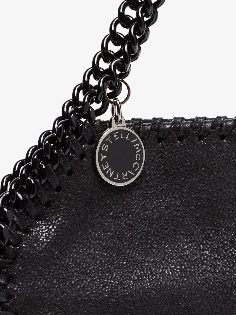 Black Falabella Tiny Faux Leather Cross Body Bag
