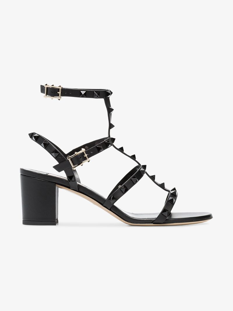 Black Rockstud 60 Leather Sandals