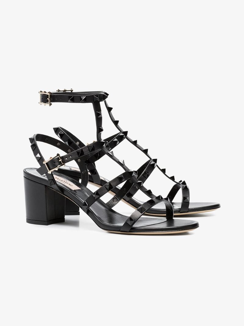 Black Rockstud 60 Leather Sandals