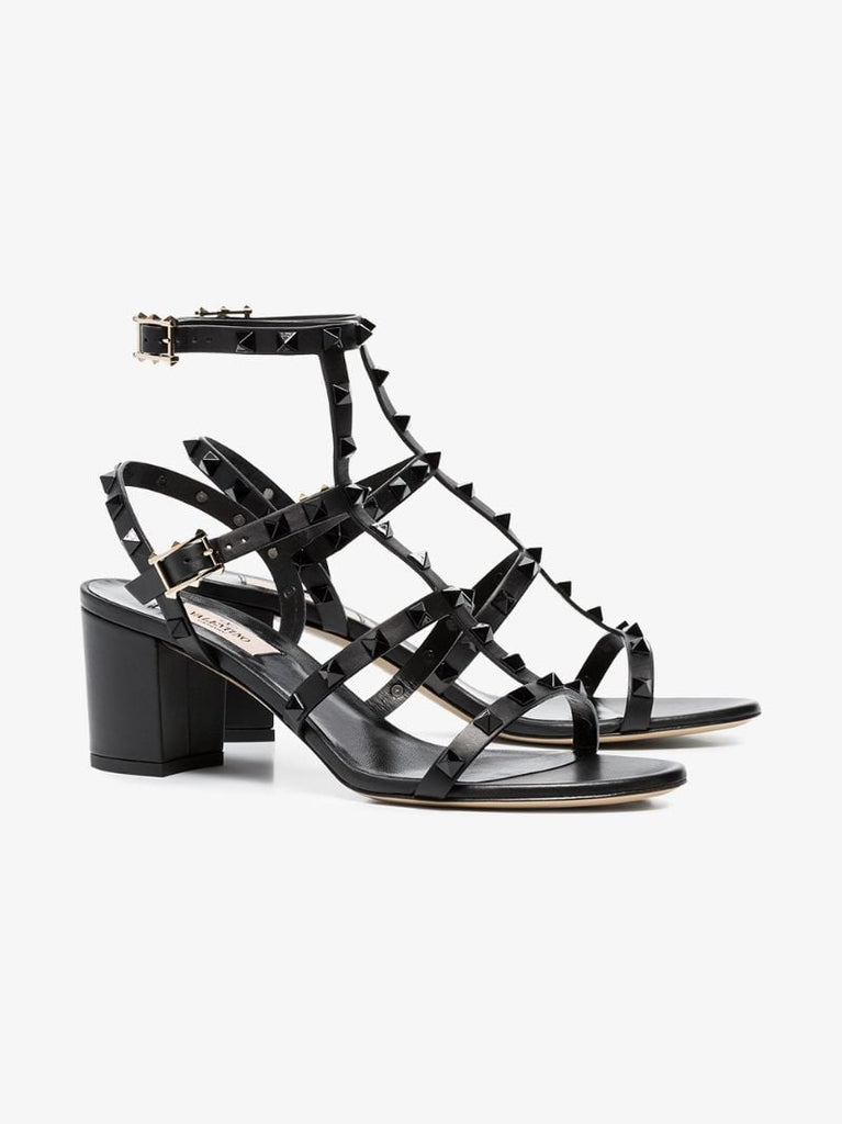 Black Rockstud 60 Leather Sandals