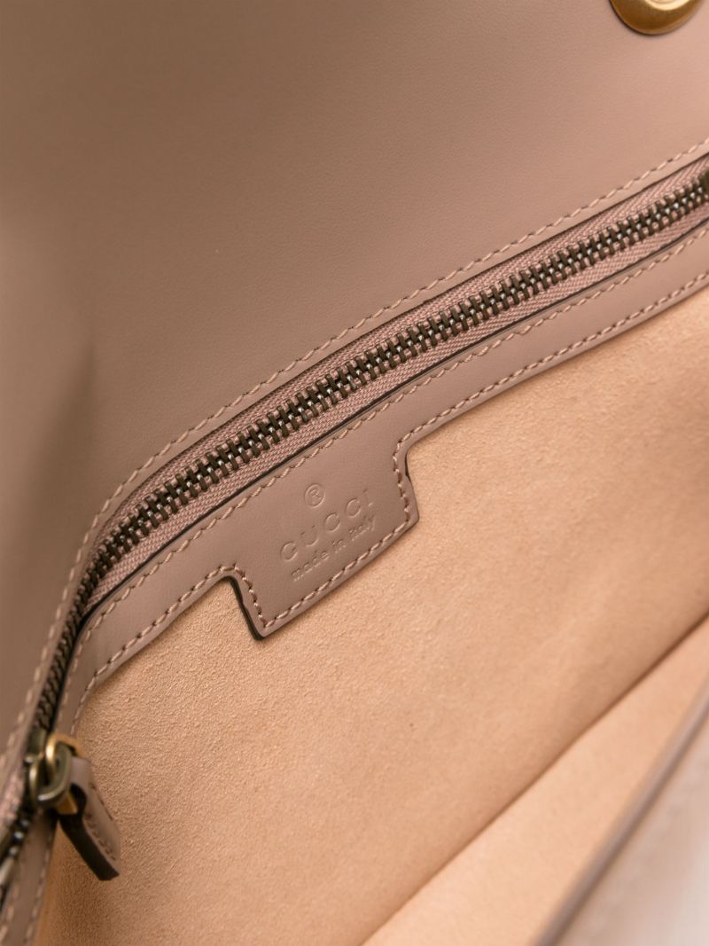Beige Gg Marmont Small Leather Shoulder Bag