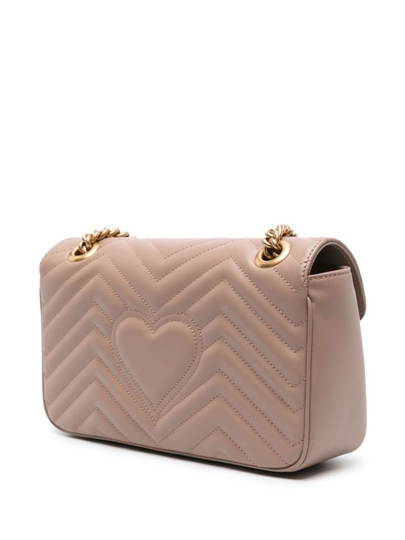 Beige Gg Marmont Small Leather Shoulder Bag