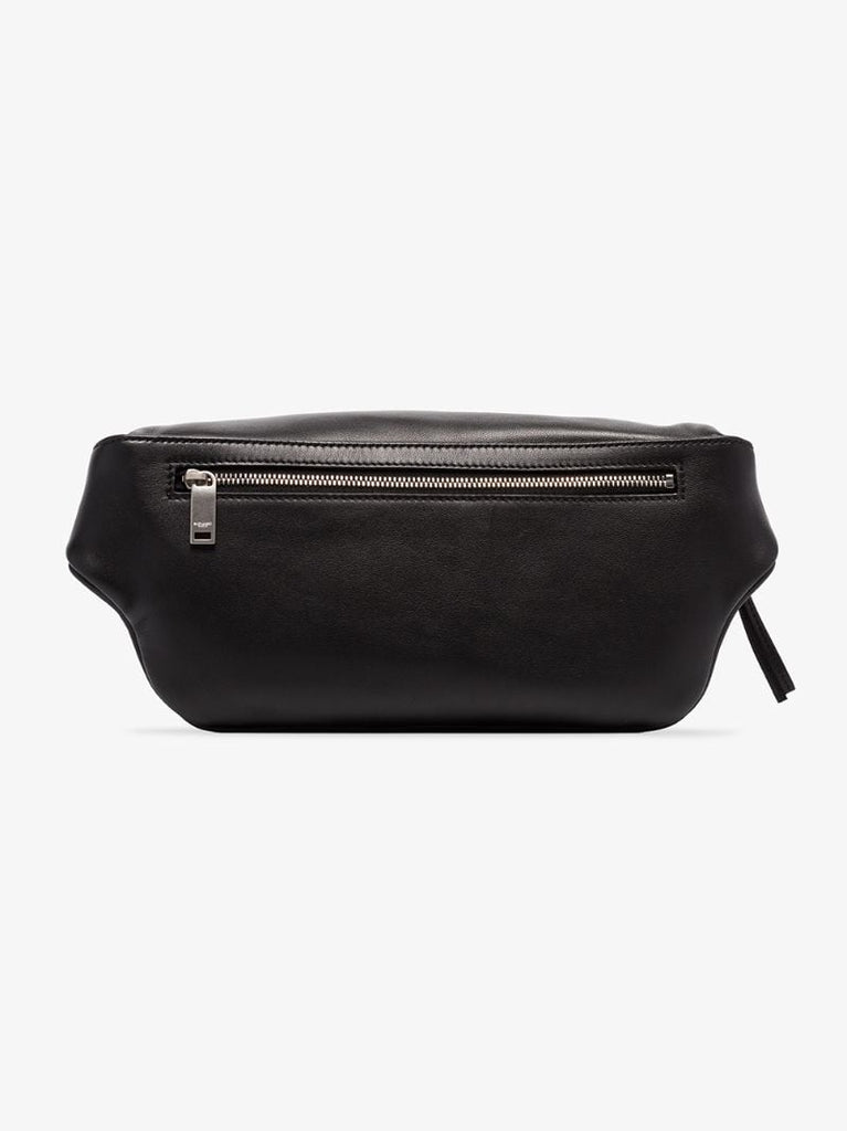 Black Logo Leather Belt Bag