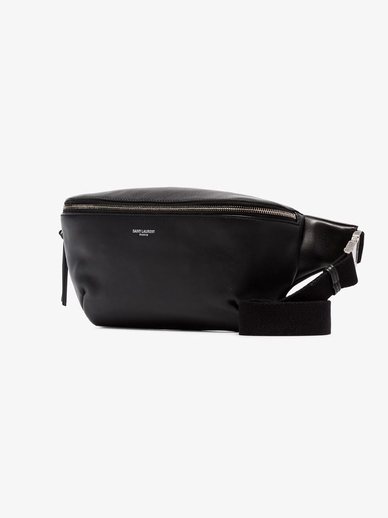 Black Logo Leather Belt Bag
