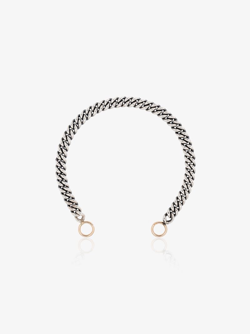 Sterling Silver and 14k Yellow Gold Heavy Curb Chain 6 Inch Bracelet