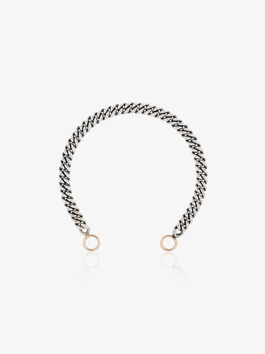 Sterling Silver and 14k Yellow Gold Heavy Curb Chain 6 Inch Bracelet