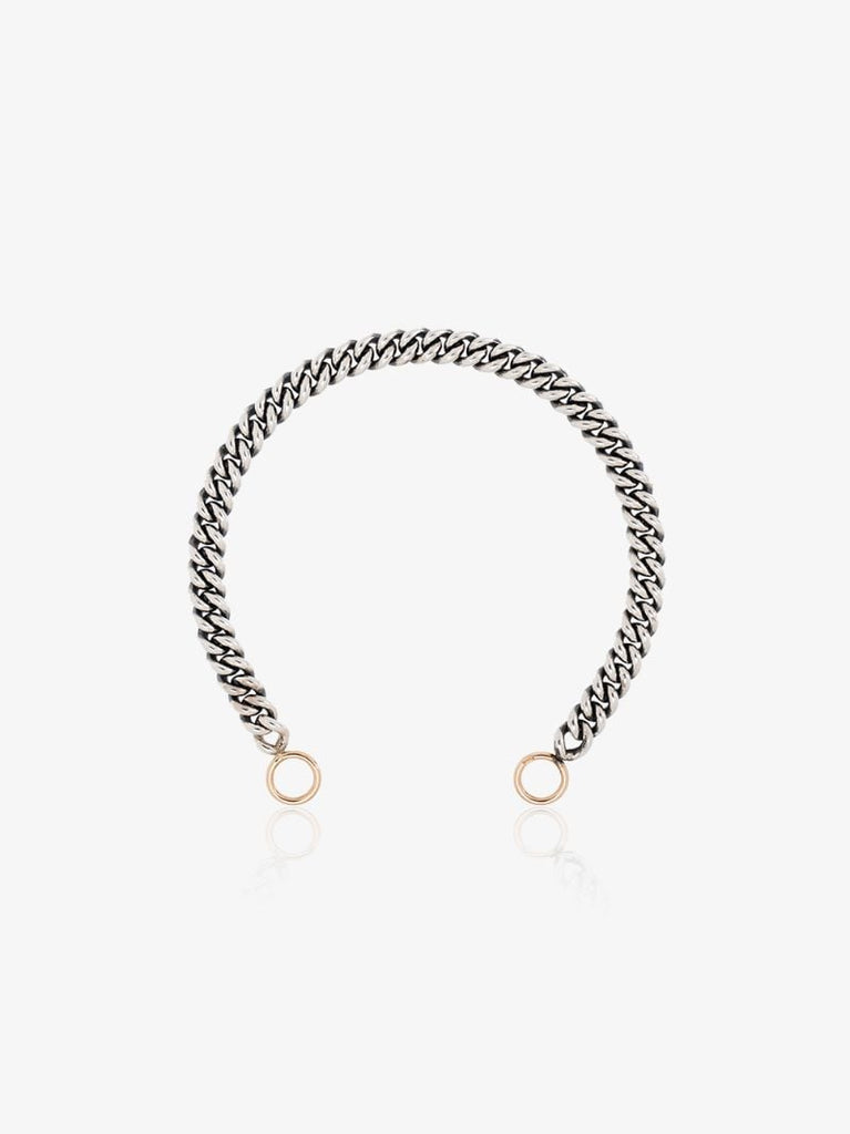 Sterling Silver and 14k Yellow Gold Heavy Curb Chain 6 Inch Bracelet