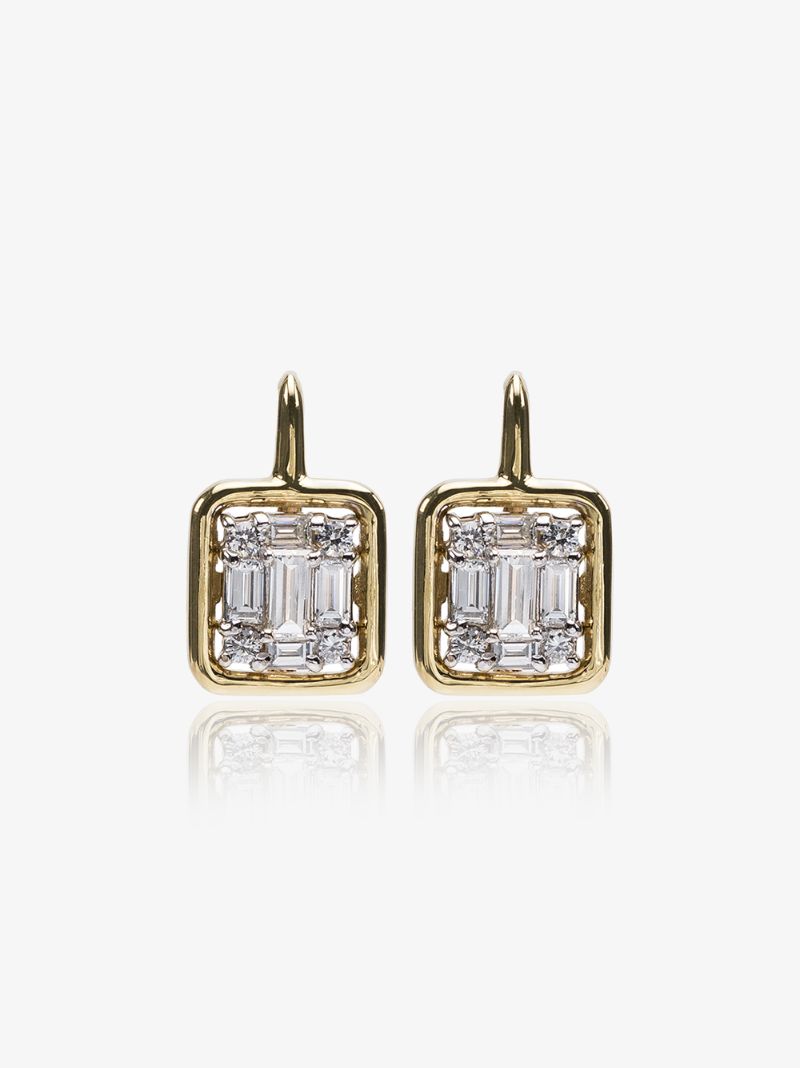 18k Yellow Gold Clarity Framed Drop Diamond Earrings