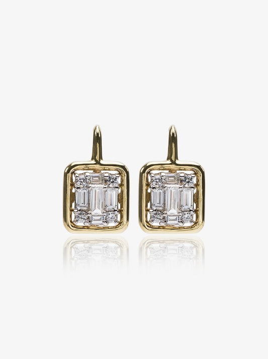 18k Yellow Gold Clarity Framed Drop Diamond Earrings
