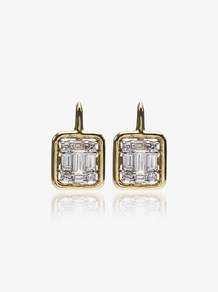 18k Yellow Gold Clarity Framed Drop Diamond Earrings