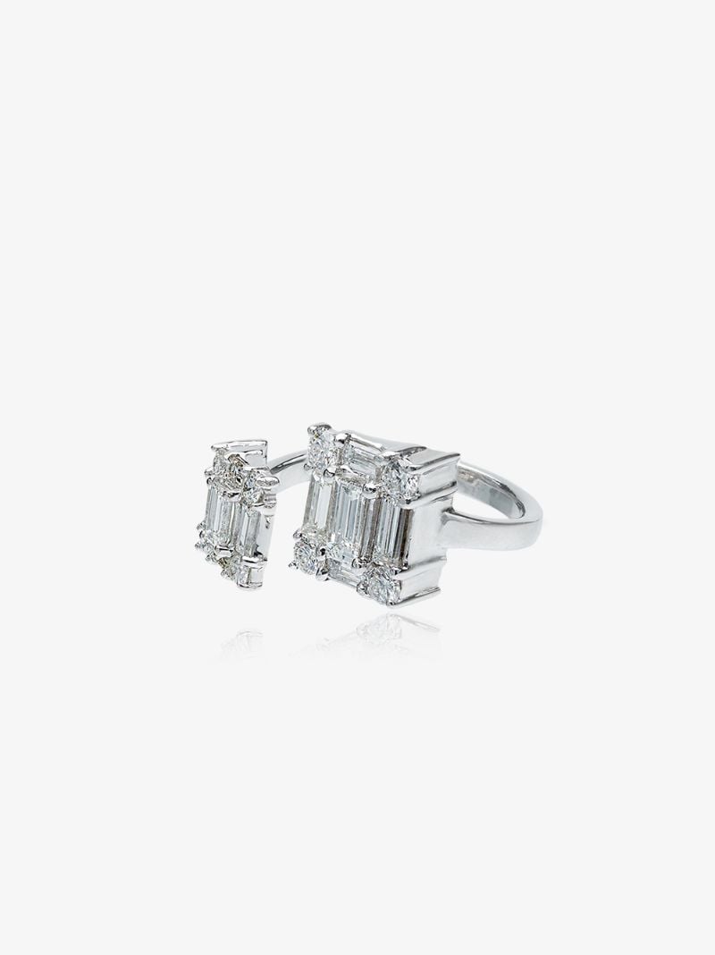 18k White Gold Clarity Open Dual Cube Diamond Ring