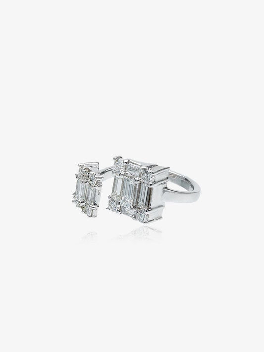 18k White Gold Clarity Open Dual Cube Diamond Ring