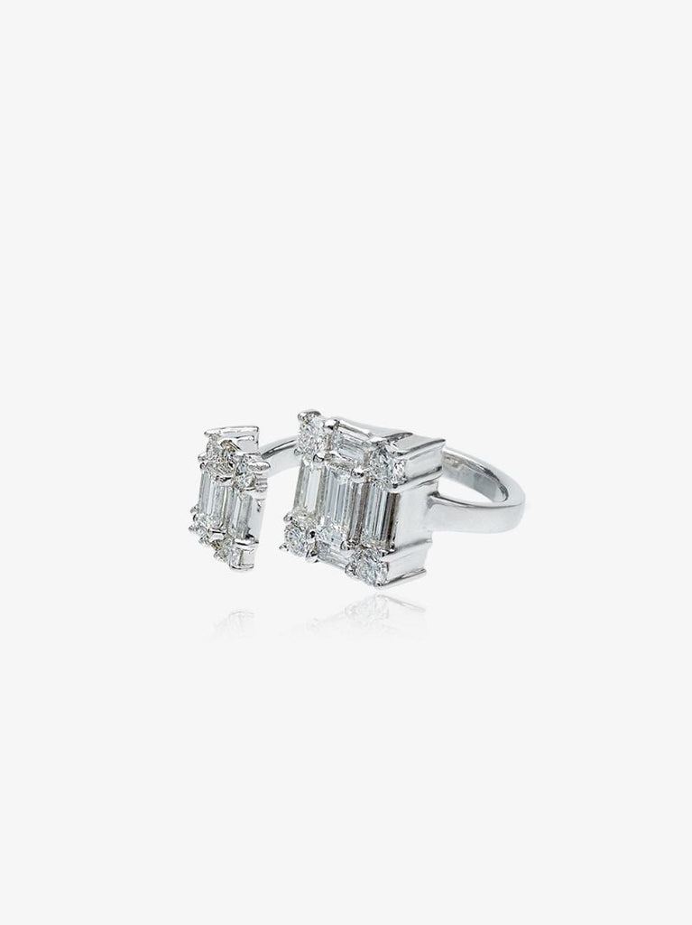 18k White Gold Clarity Open Dual Cube Diamond Ring