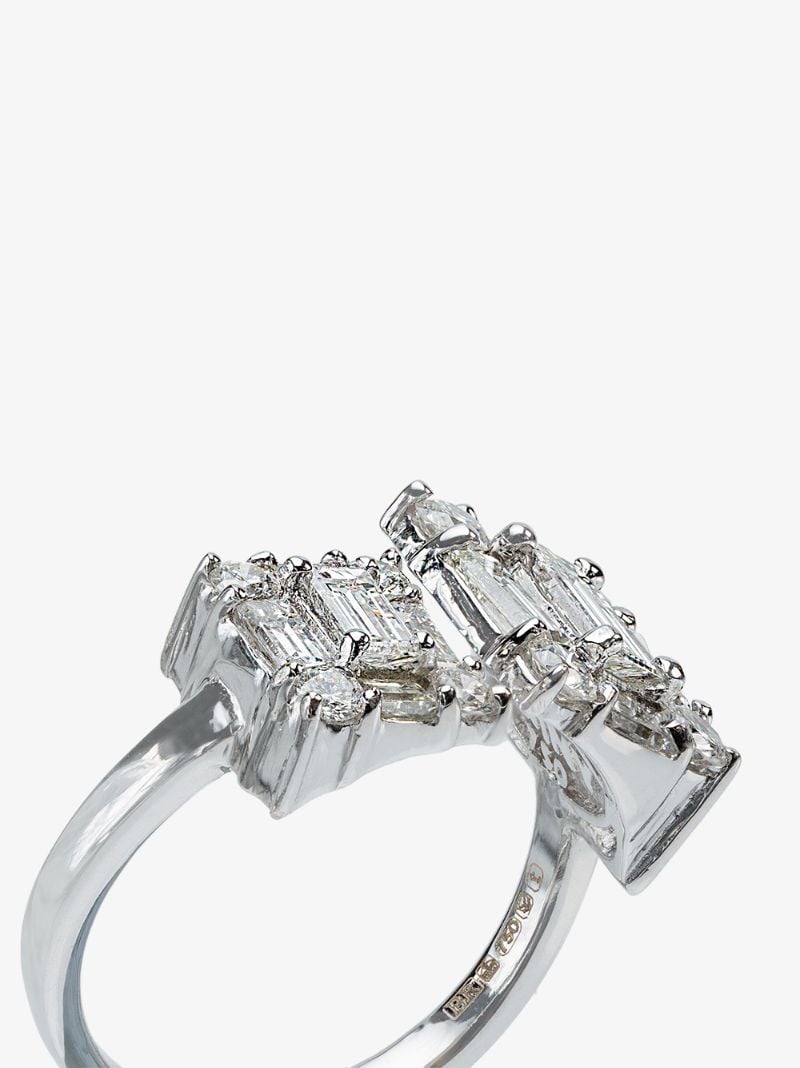 18k White Gold Clarity Open Dual Cube Diamond Ring