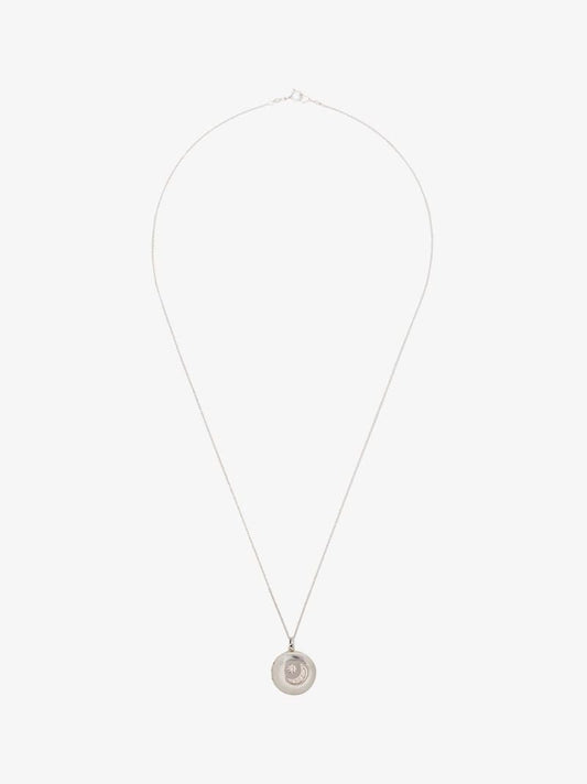 Lia Crystal-embellished Moon Silver Locket Necklace