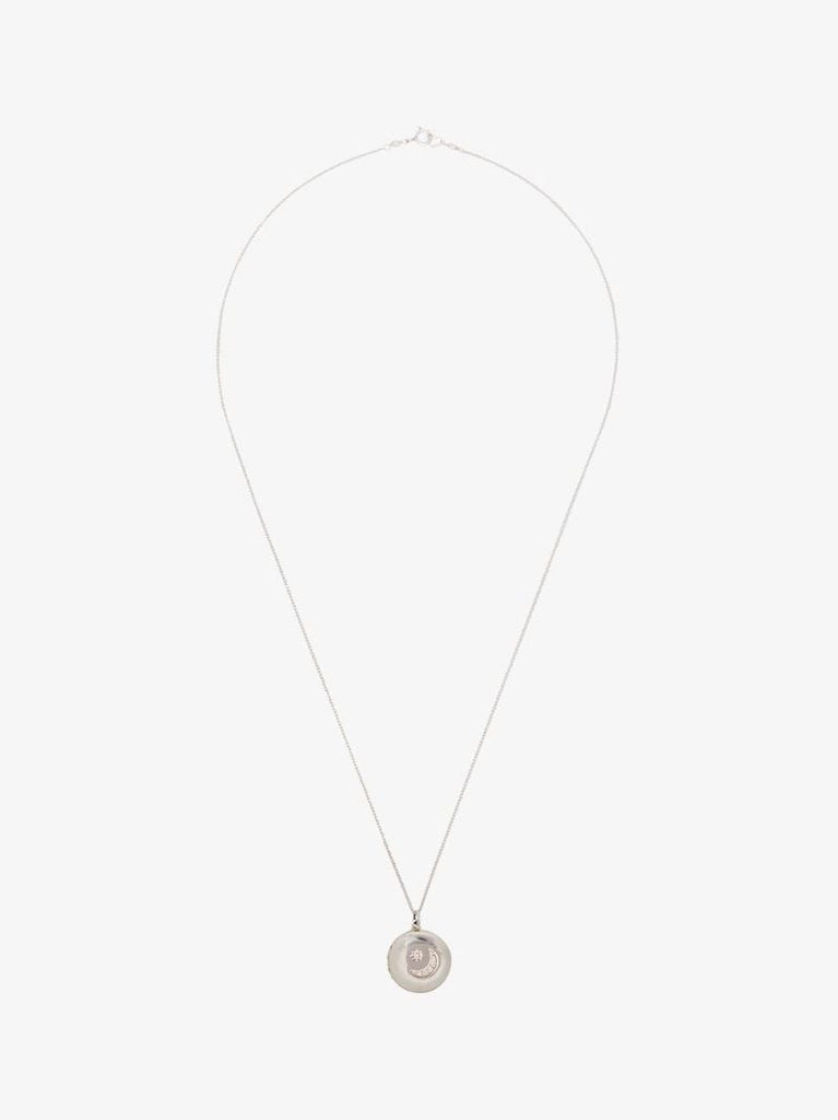 Lia Crystal-embellished Moon Silver Locket Necklace