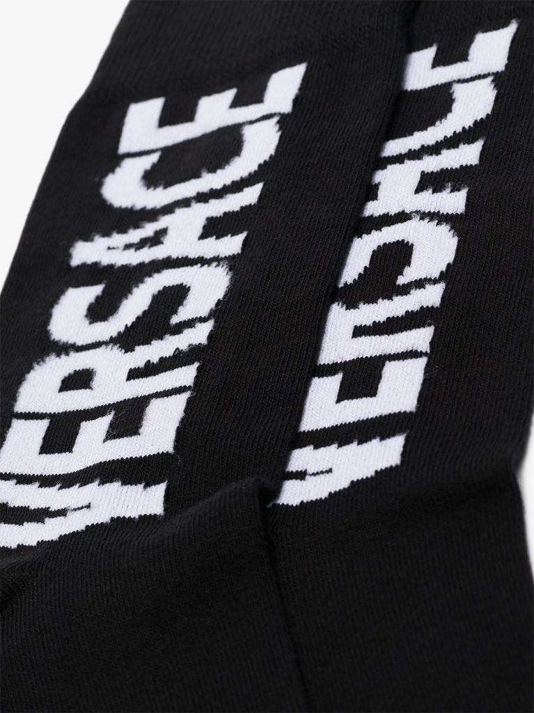 White Logo Printed Socks