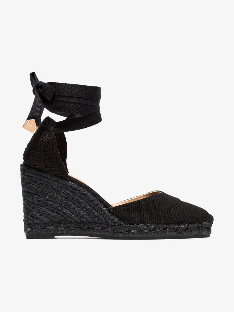 Black Carina 80 Canvas Wedge Espadrilles