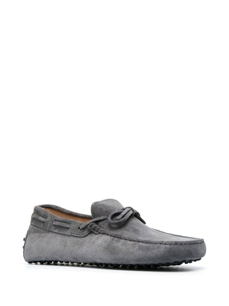 Grey Laccetto Driver Suede Loafers