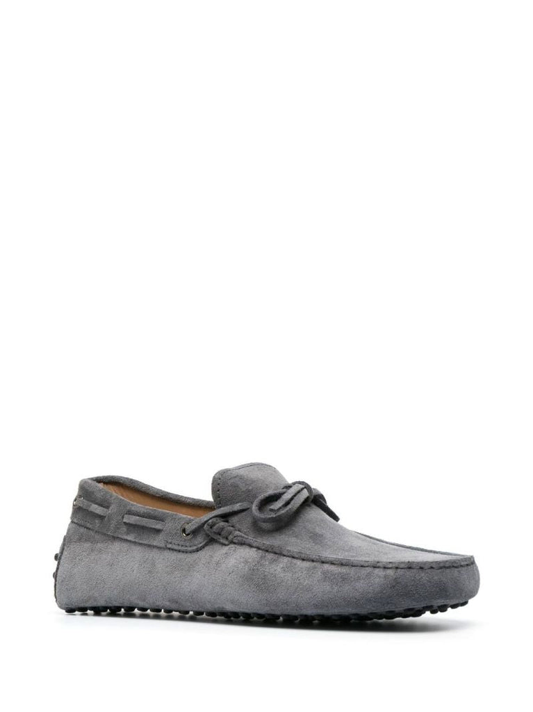 Grey Laccetto Driver Suede Loafers