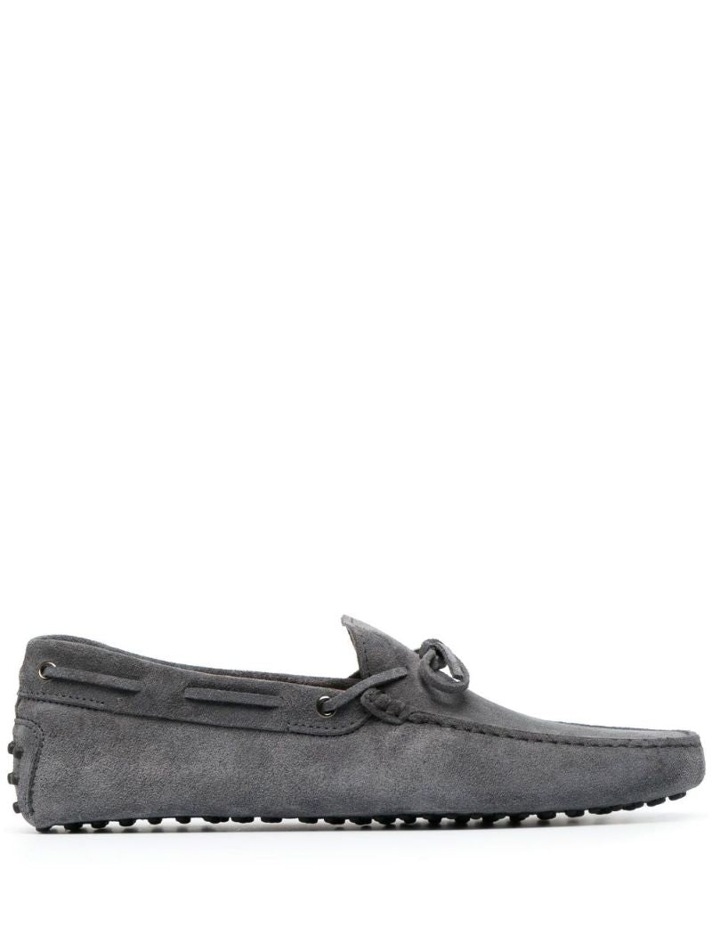 Grey Laccetto Driver Suede Loafers