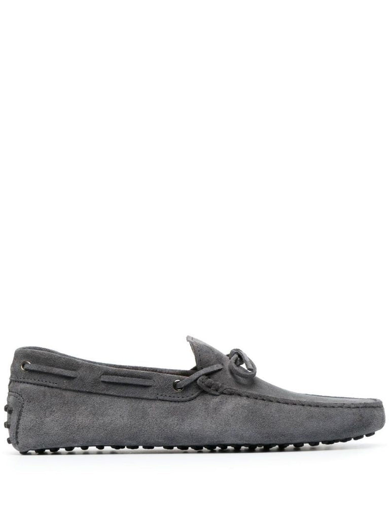 Grey Laccetto Driver Suede Loafers
