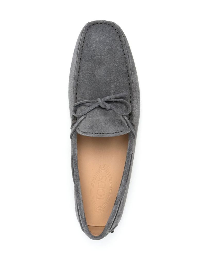 Grey Laccetto Driver Suede Loafers