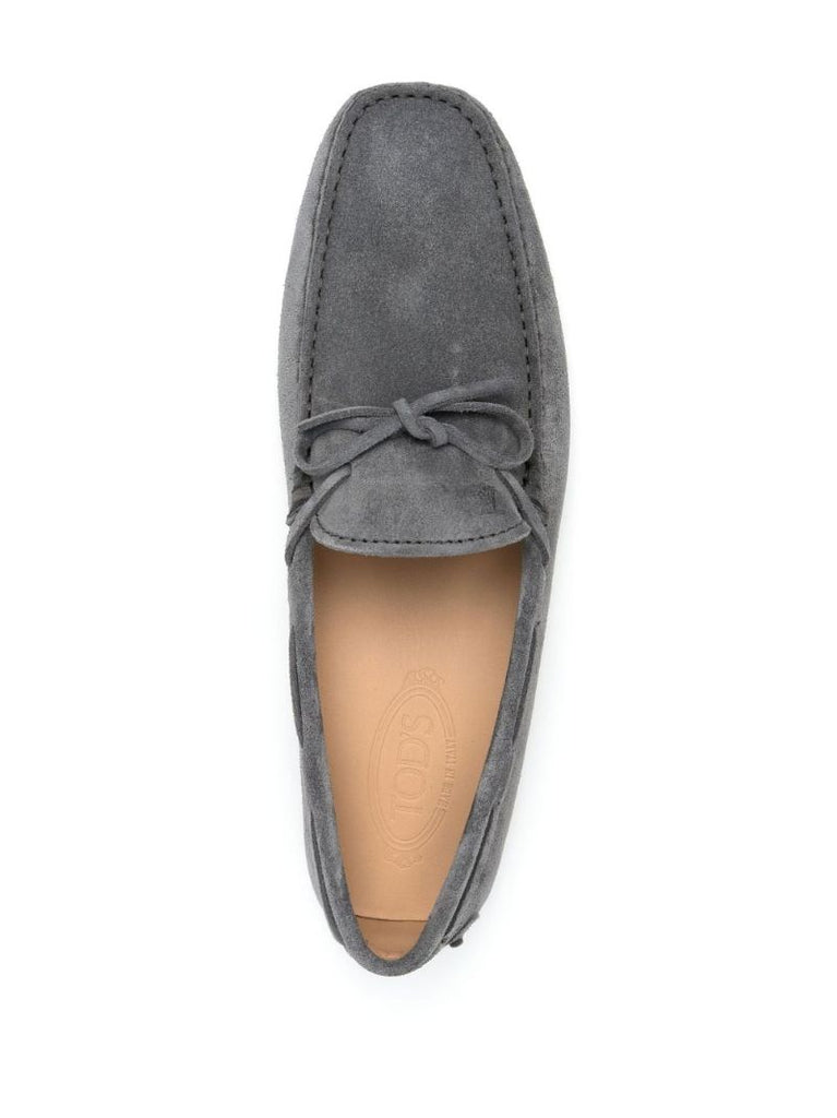 Grey Laccetto Driver Suede Loafers