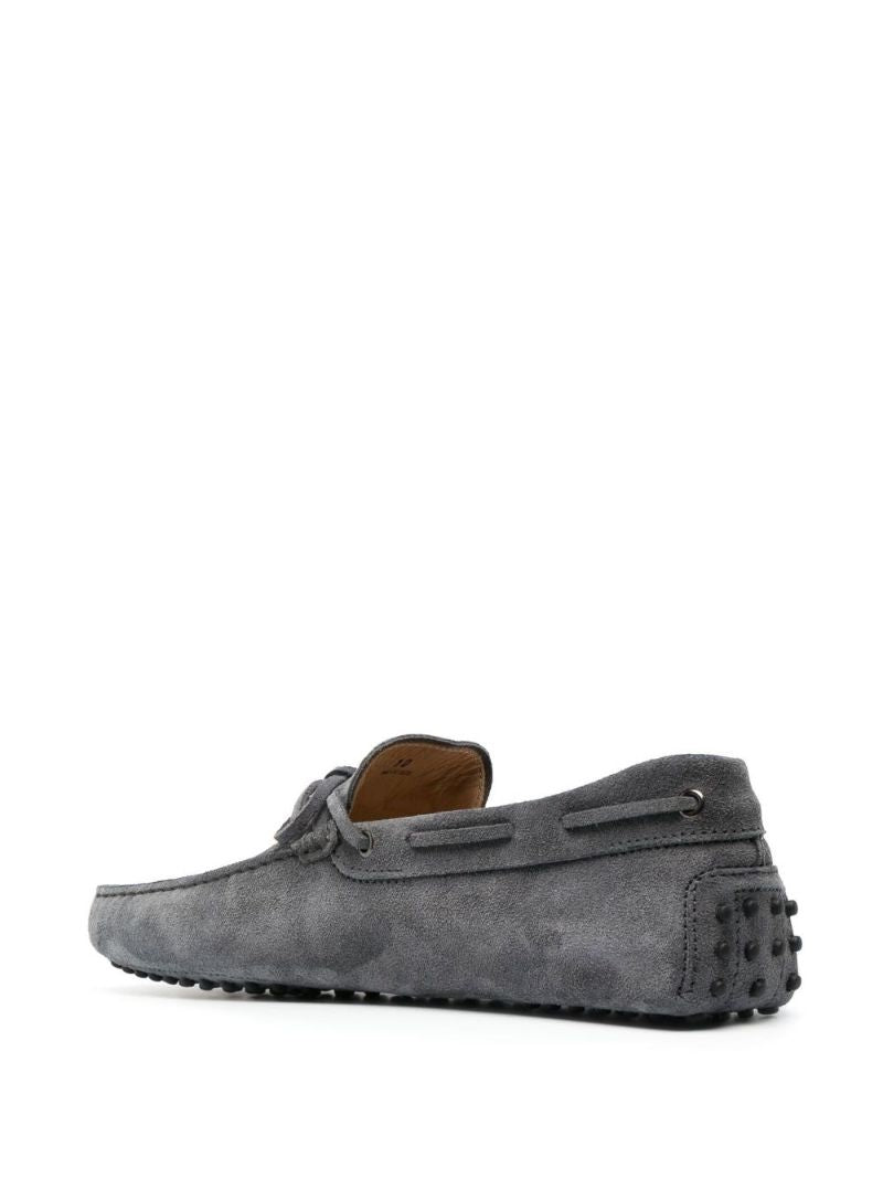 Grey Laccetto Driver Suede Loafers