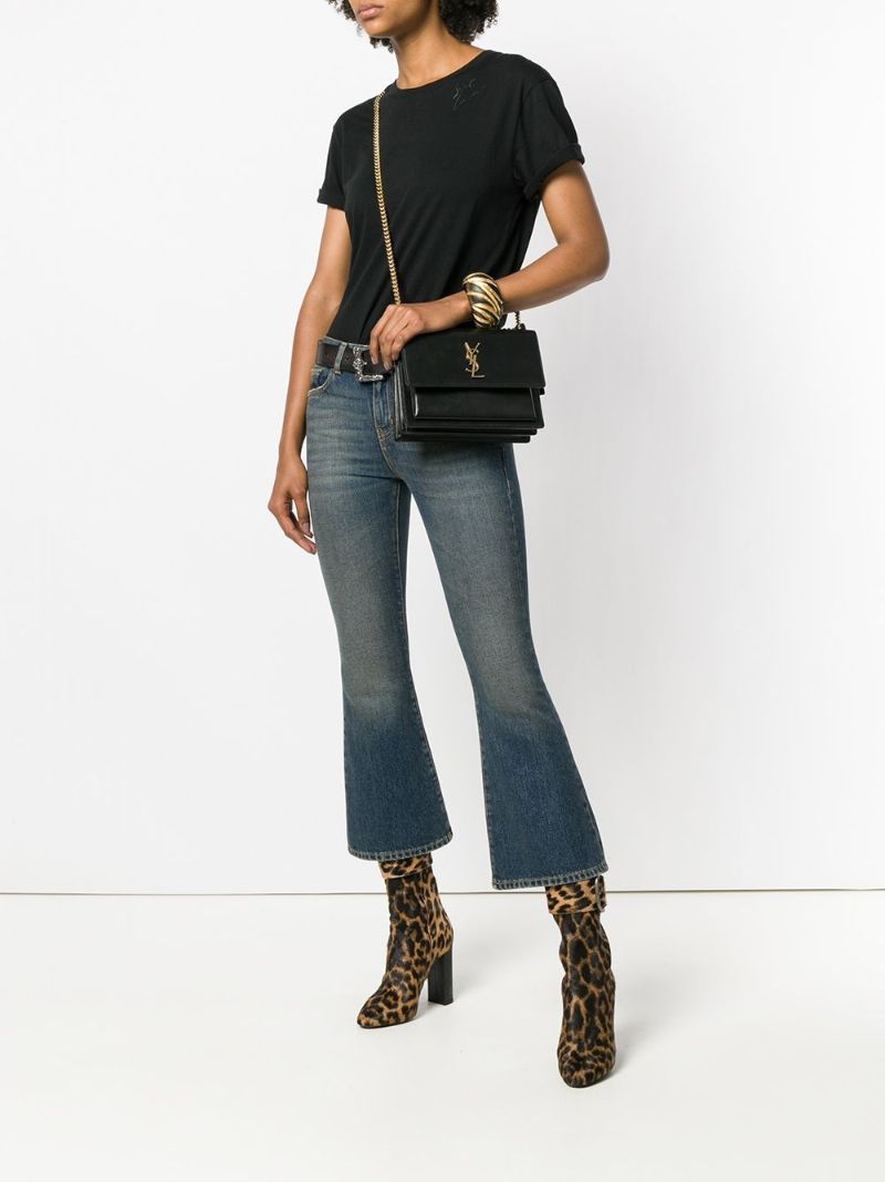 Black Sunset Medium Leather Shoulder Bag
