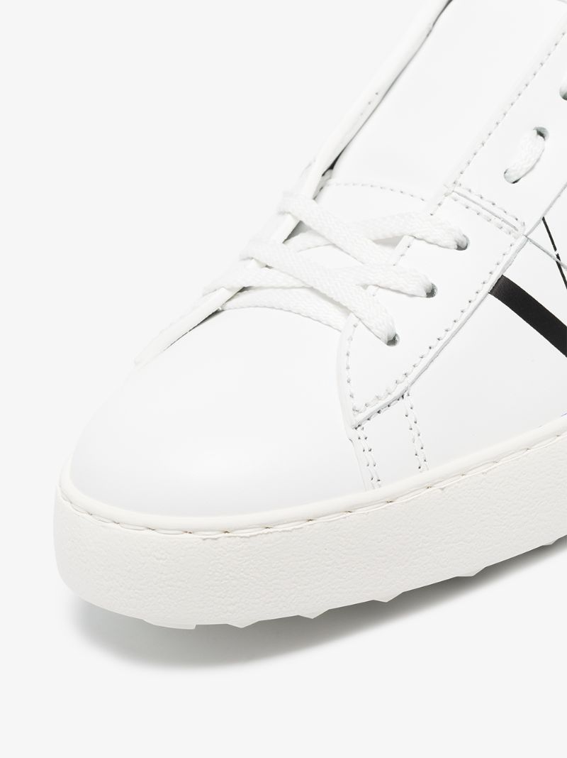 White Vltn Low Top Leather Sneakers