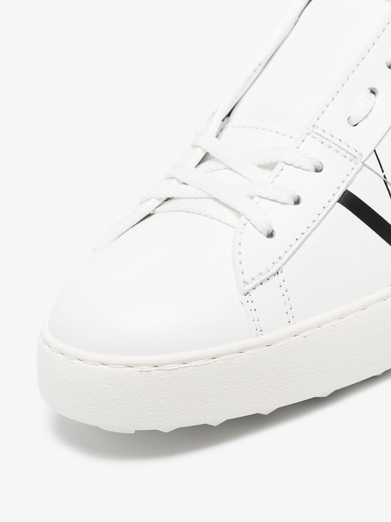 White Vltn Low Top Leather Sneakers