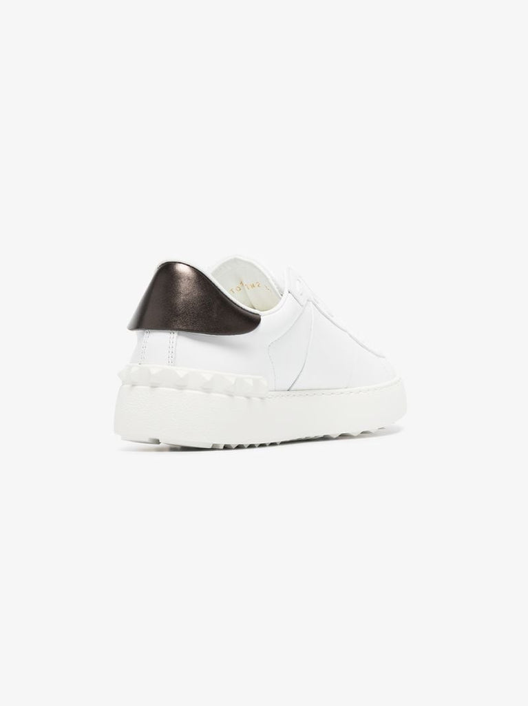 White Vltn Low Top Leather Sneakers
