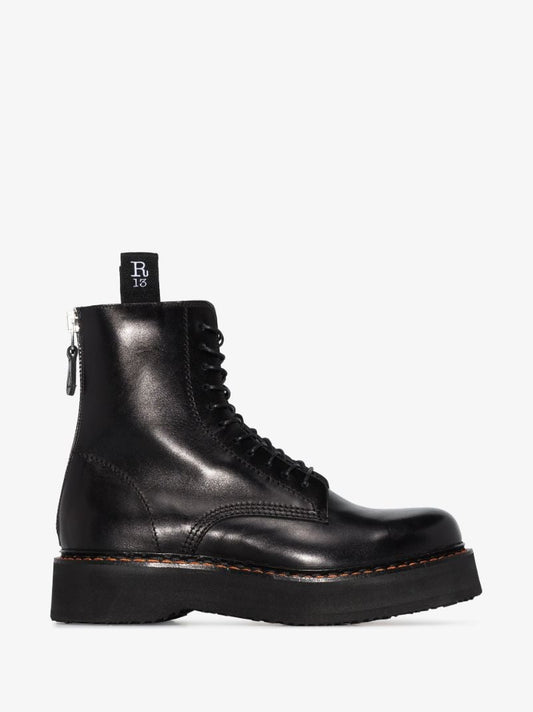 Black Single Stack 40 Leather Boots