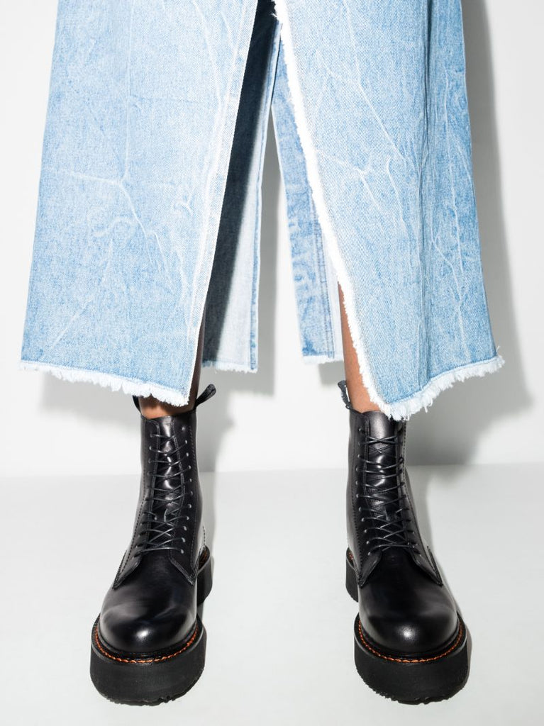 Black Single Stack 40 Leather Boots