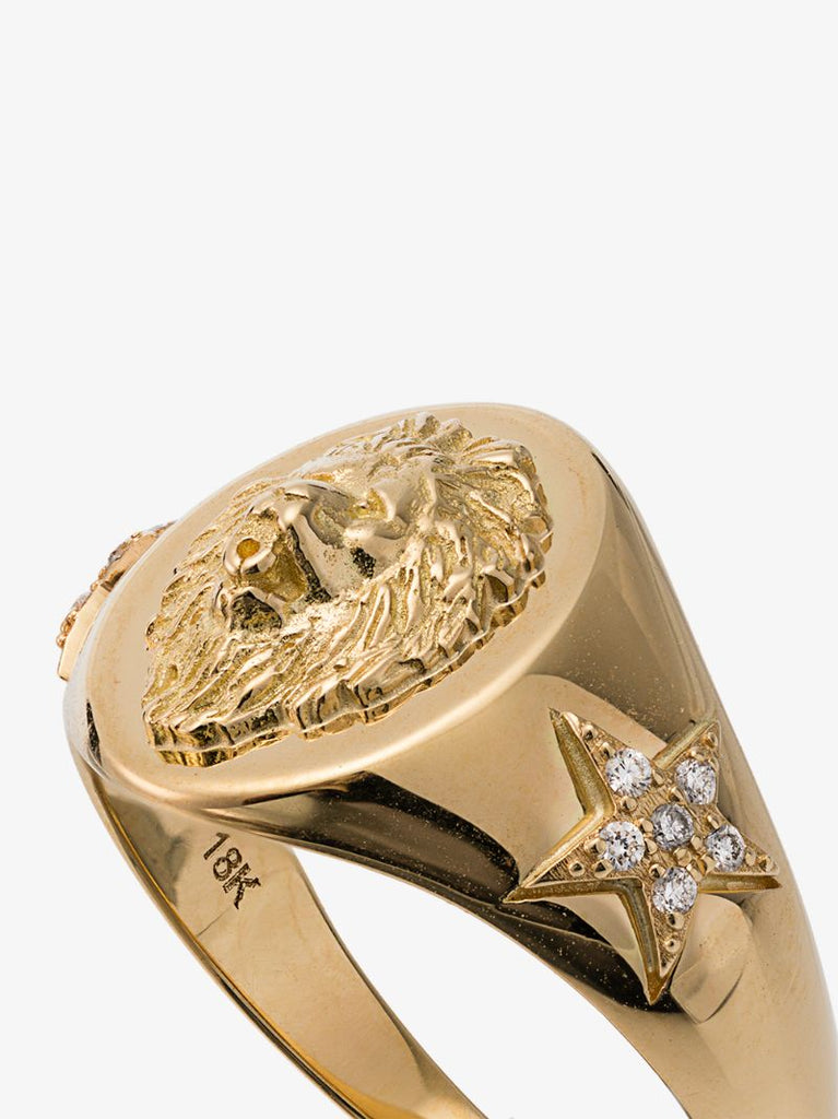18k Yellow Gold Strength Diamond Signet Ring