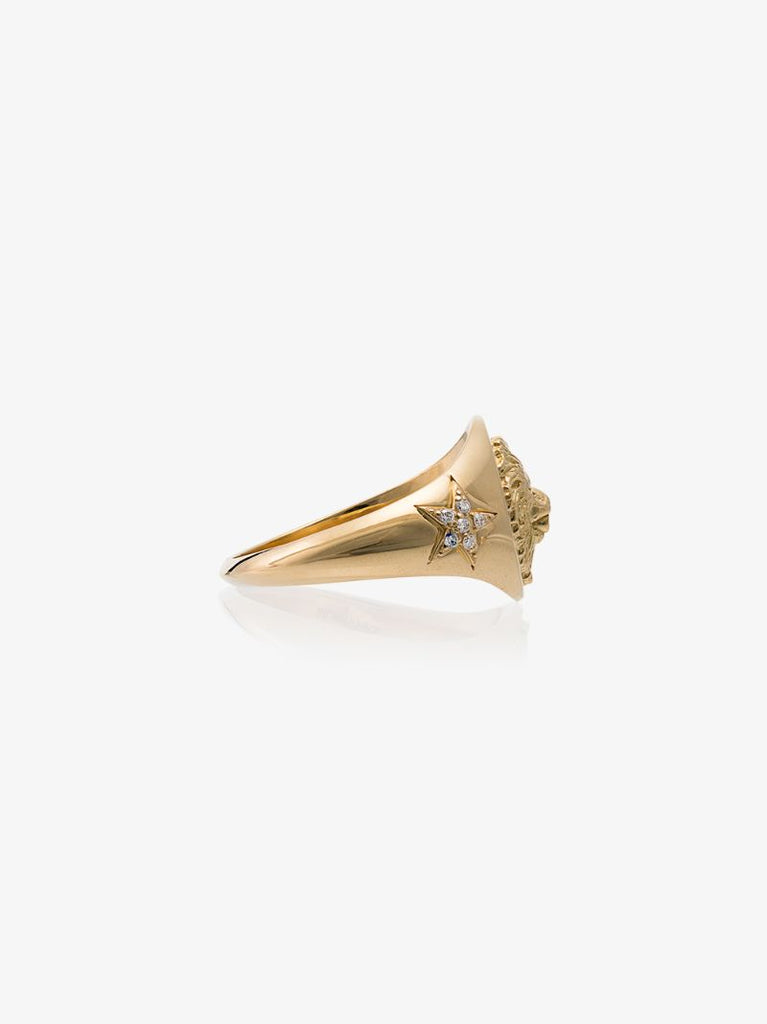 18k Yellow Gold Strength Diamond Signet Ring