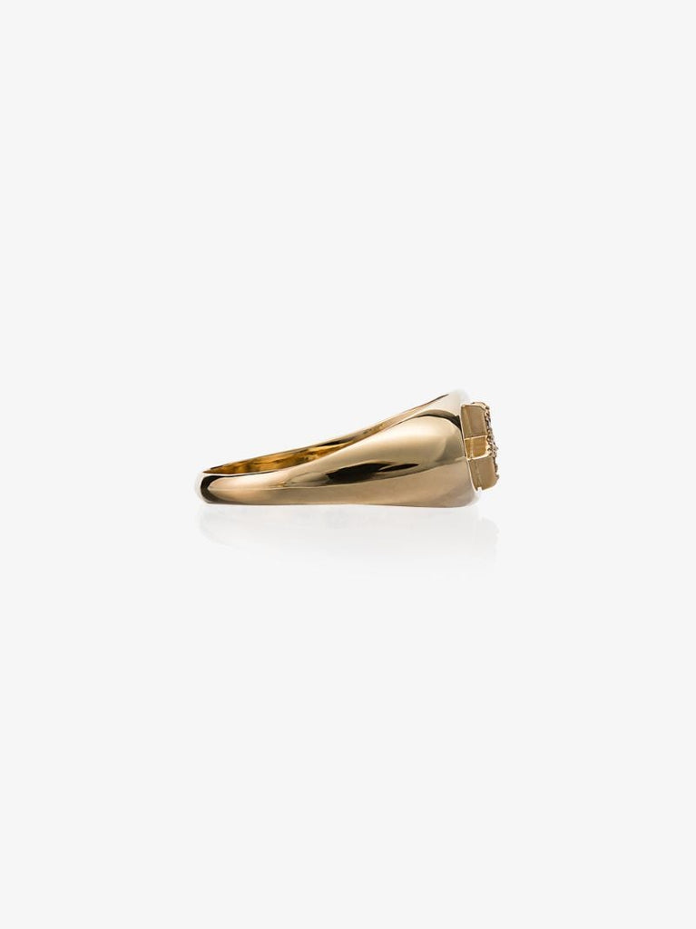 18k Yellow Gold Star Baby Diamond Signet Ring